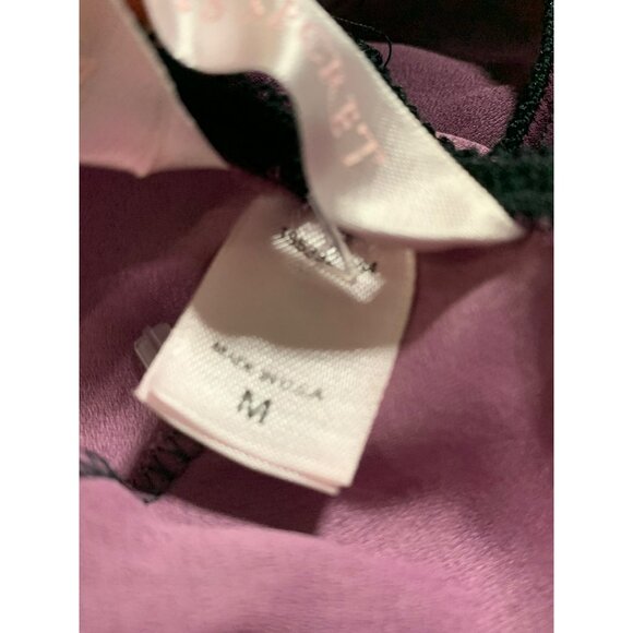 VTG Victorias Secret M Floral Cami Babydoll Top Bottom Set Purple Y2K lace trim - Picture 7 of 8